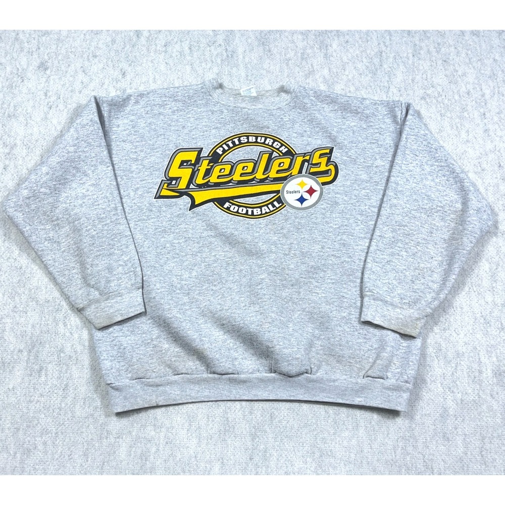Vintage Pittsburg Steelers Sweatshirt Men XL Crewneck 90s Y2K Grunge Stains USA*